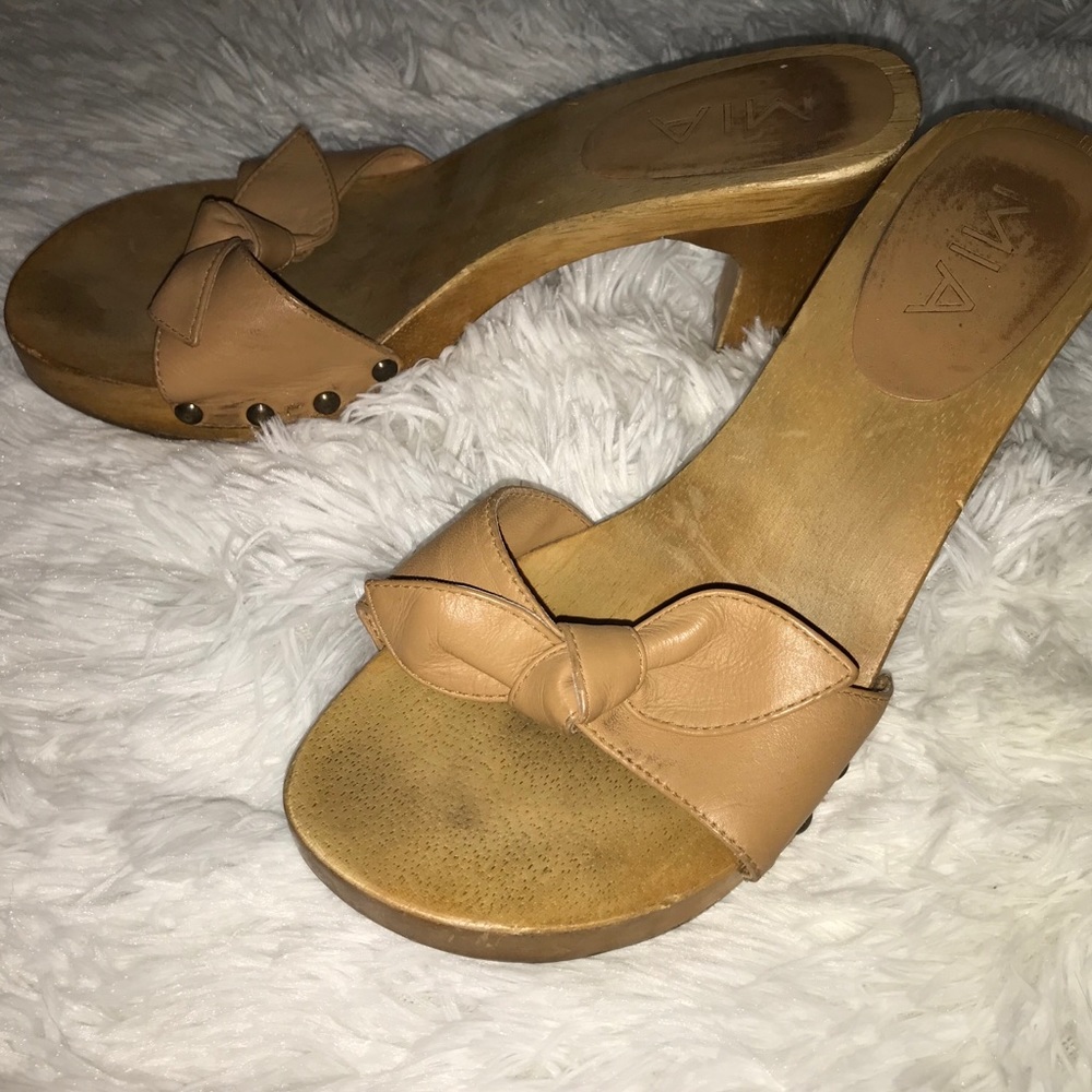 Brown wooden heels